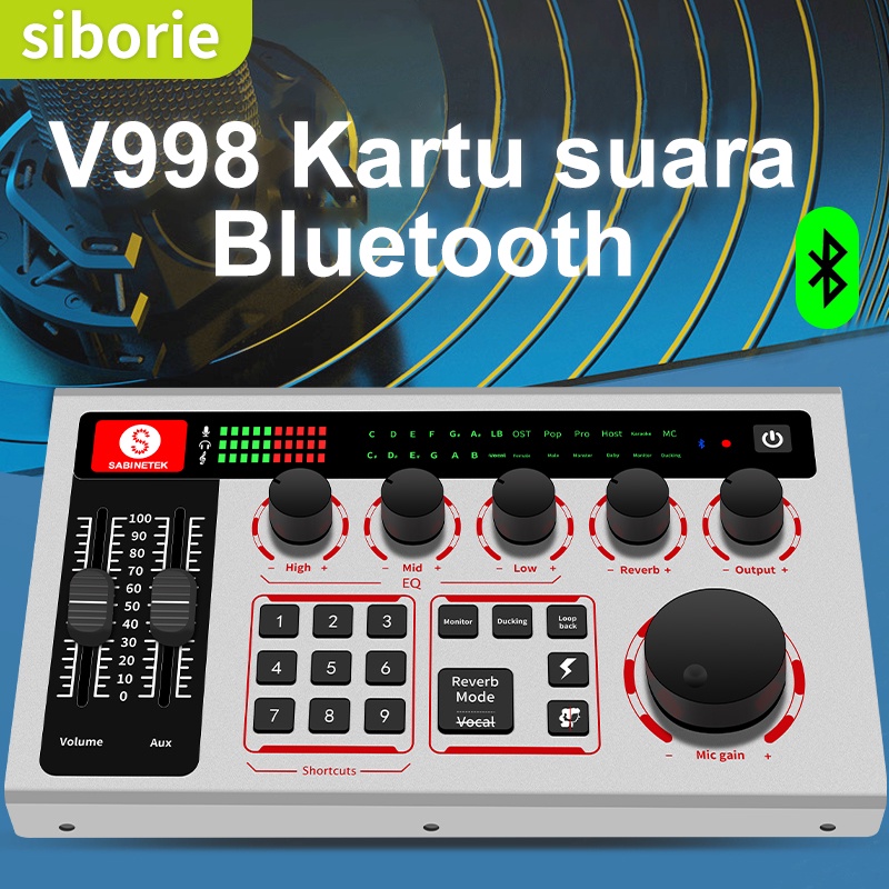 Siborie Soundcard V998 Original Audio USB External Sound Card  Mixer Bluetooth phone PC-live