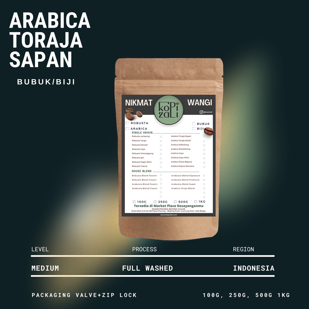 

Kopi Zali - Arabica Toraja Sapan