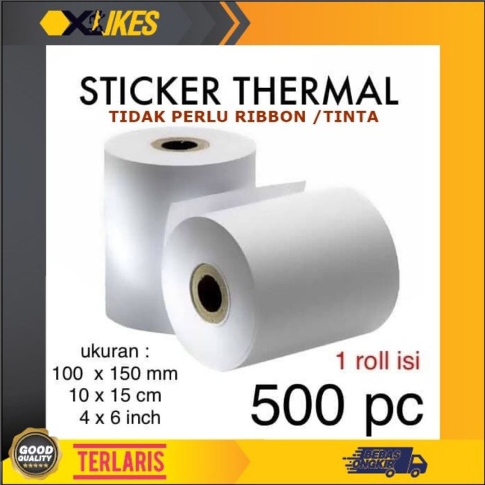 

Termantab] 500 LEMBAR LABEL BARCODE 100 X 150 mm KERTAS STICKER THERMAL 10 x 15cm