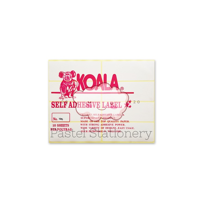 

Kertas Stiker Koala Nomor 100 - Label Sticker Paper No 100 Untuk Undangan Harga Buku Pelajaran Isi 10 Lembar