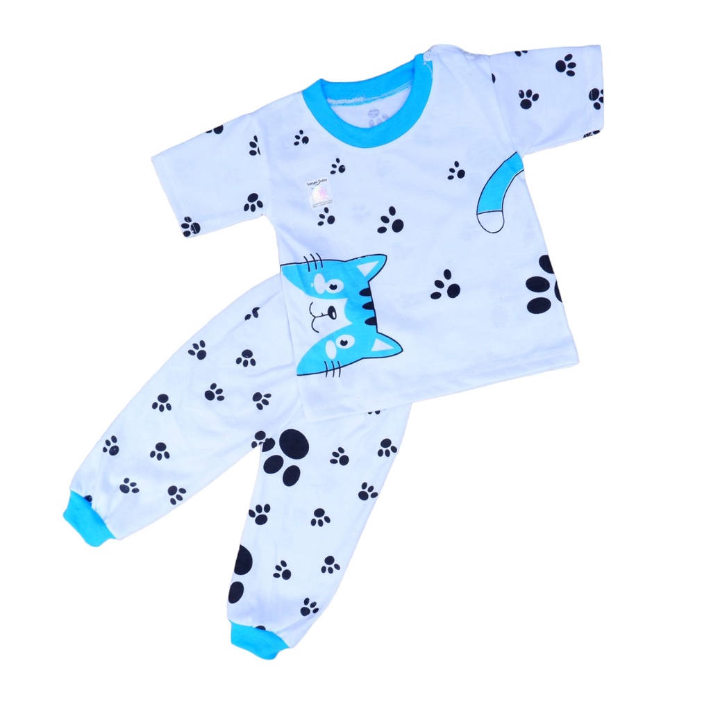 Setelan Baju Pendek Celana Panjang Bayi SNI 3-18 Bulan Seruni Baby Motif Cat walk