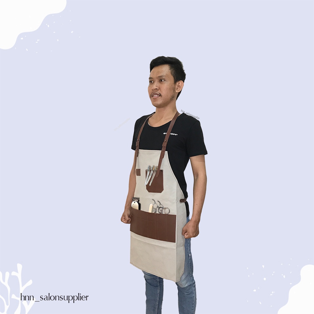 Afron Apron Celemek Barista Dapur Chef Masak Kain Barber Barbershop