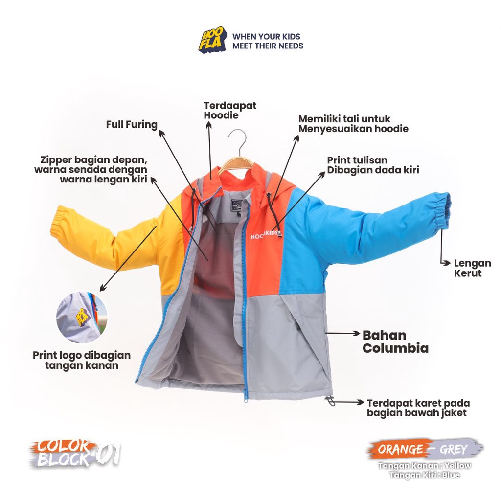 Jaket Anak Laki laki Perempuan Umur 6 7 8 9 10 11 12 Tahun Windproof Waterproof Full Block Colour Model Terbaru Kualitas Premium