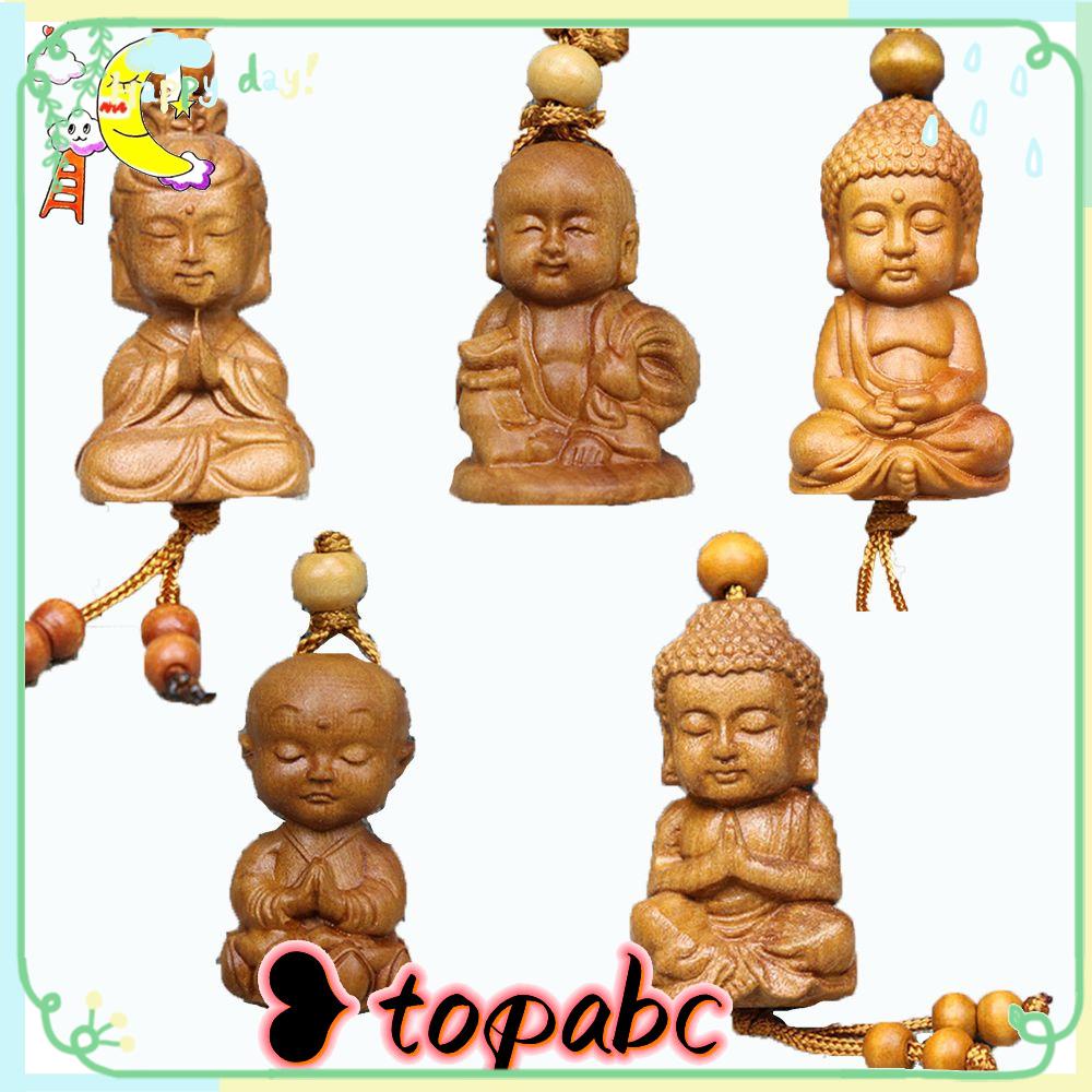 Top W ooden Gantungan Kunci Bentuk Orang Buddha Lucu Key Ring