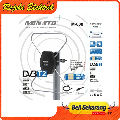 Antena TV Digital Minato M-600 DVB-T2 - Antena Outdoor / Indoor + Kabel 10 Meter