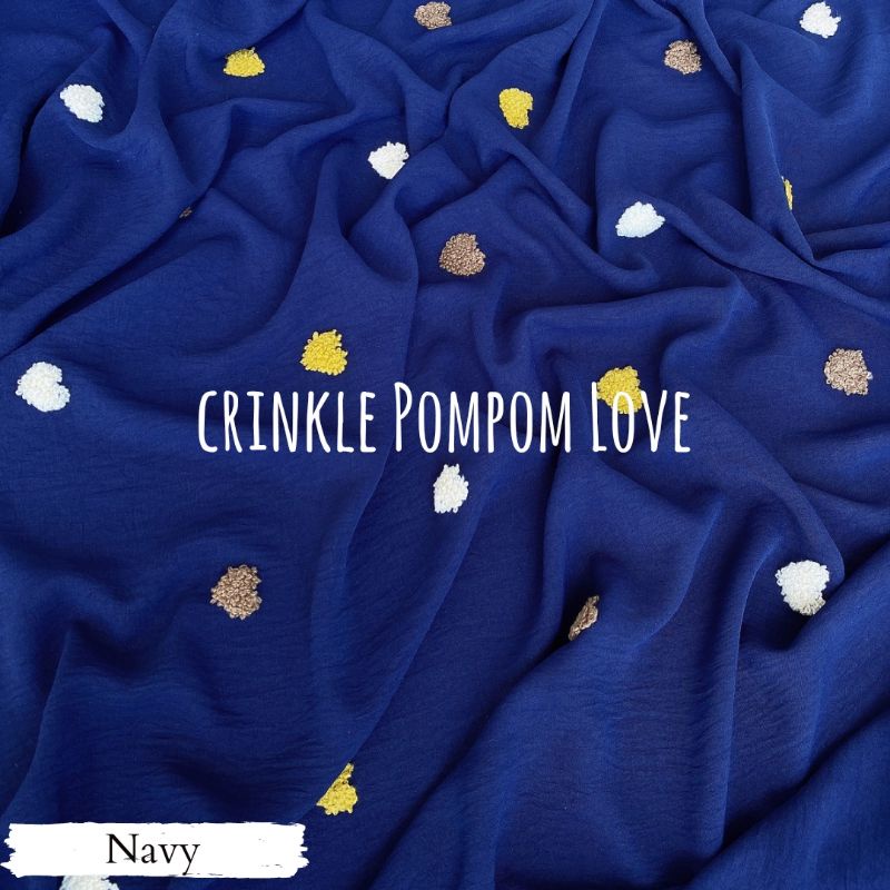 (TERMURAH) KAIN CRINKLE POMPOM LOVE / CEY AIRFLOW EMBROIDERY