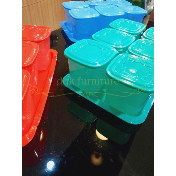 Toples Stoples Tempat Kue Kering Permen Segi Plastik Set Nampan 6 Pcs Buah