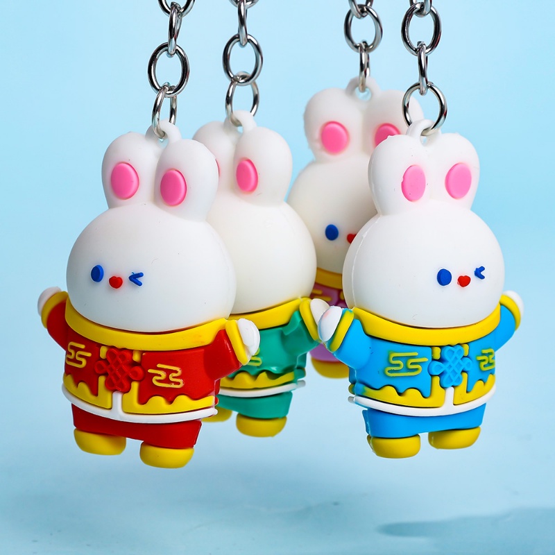 Cute Rabbit Key Ring Decor/ Zodiac Bunny Animals Gantungan Kunci Tahun Baru/ Aksesoris Gantung Kado Imlek