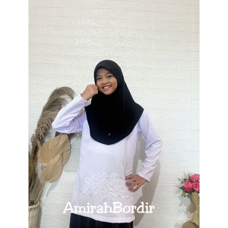 BAJU MUSLIM PUTIH ANAK PEREMPUAN SETELAN ANAK PUTIH HITAM BAJU SERAGAM MANASIK HAJI ANAK PEREMPUAN ATASAN TUNIK PUTIH