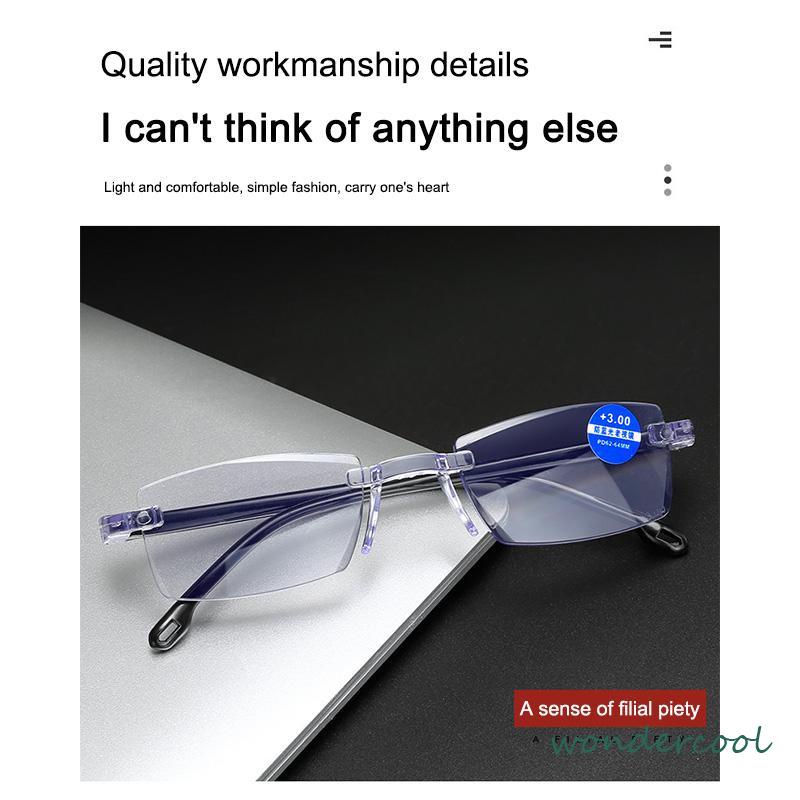Kacamata tepi potong presbiopia tanpa bingkai Wanita Pria Kacamata Jarak Jauh Jarak Dekat-Won