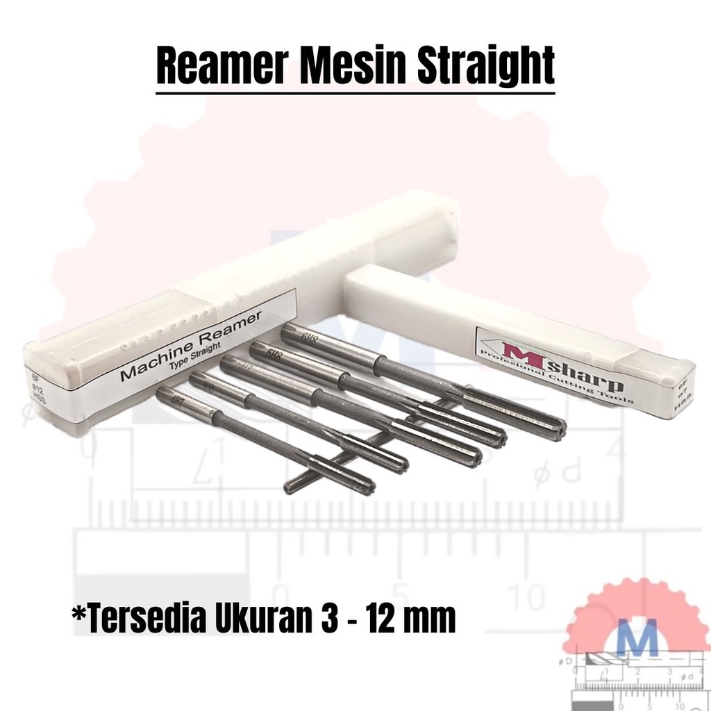 Reamer HSS Straight Reamer mesin 3mm - 12 mm