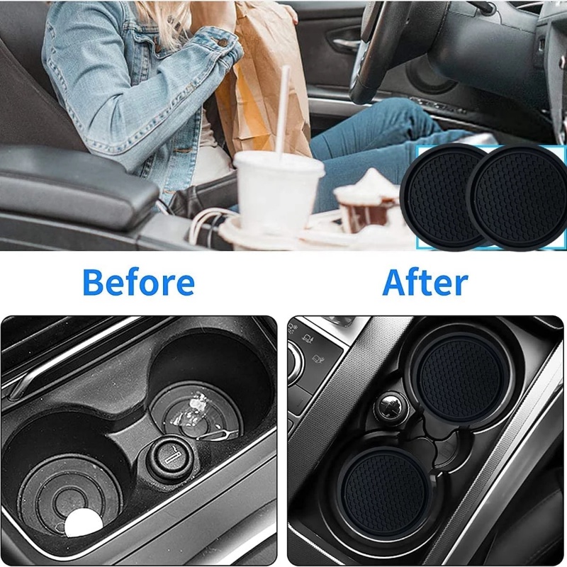 High Quality Silicone Round Anti-slip Car Coaster/Alas Cangkir Peredam Panas Otomotif Tahan Lama Lembut/Pad Mug Hias Interior Kendaraan