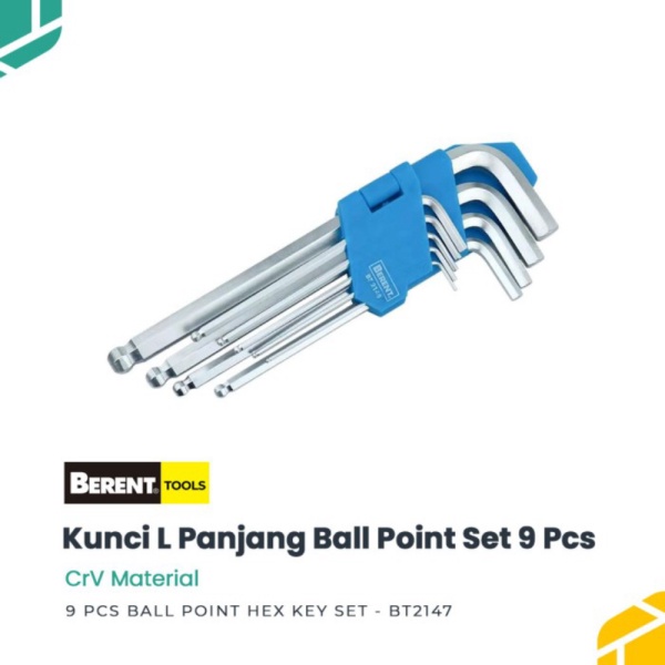 Murah BERENT Kunci L Set Panjang Ball Point Hex Key SET 9 Pcs BT2147 Promo