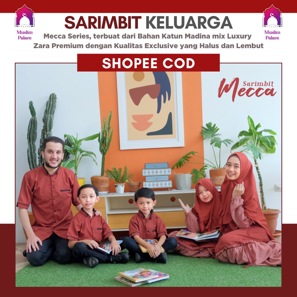 Gamis Sarimbit Keluarga Ayah Ibu Anak Series MECCA Warna TERRACOTA Original Premium Baju Couple Keluarga Muslim Sarimbit Keluarga 2021 2022 Baju Lebaran Terbaru