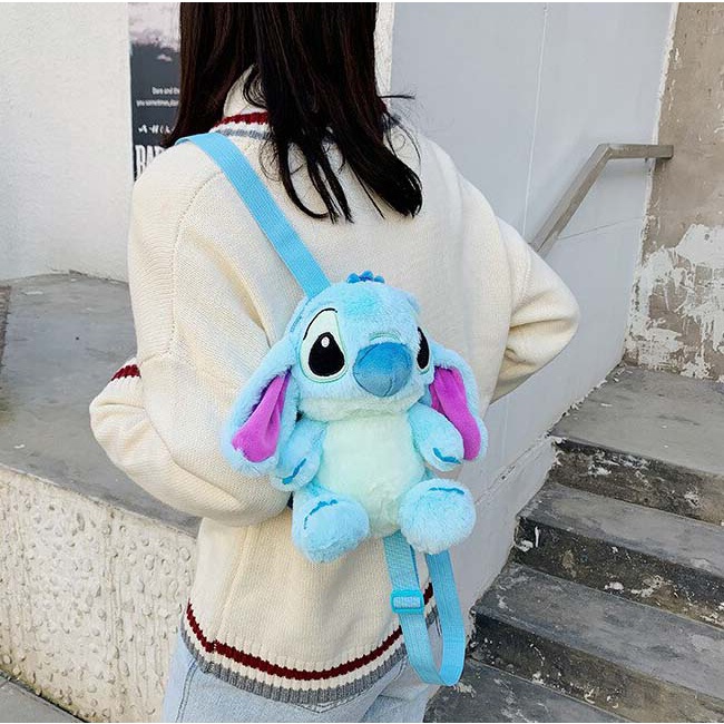 Tas Stitch Ransel Boneka Mewah BULU Tas Sekolah TK Ransel Mainan Kartun Anak-anak Hadiah Ulang Tahun Anak Laki-laki Perempuan