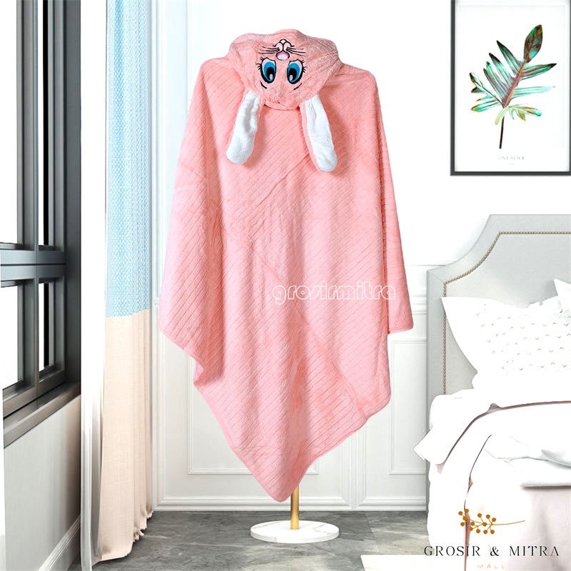 Selimut Bayi 2 in 1 Multifungsi Handuk Unisex Selimut Blanket Selimut Hoodie Double Fleece Bulu Perlangkapan Kamar Mandi Lembut Selimut Anak 3D Hoodie Tudung Ponco