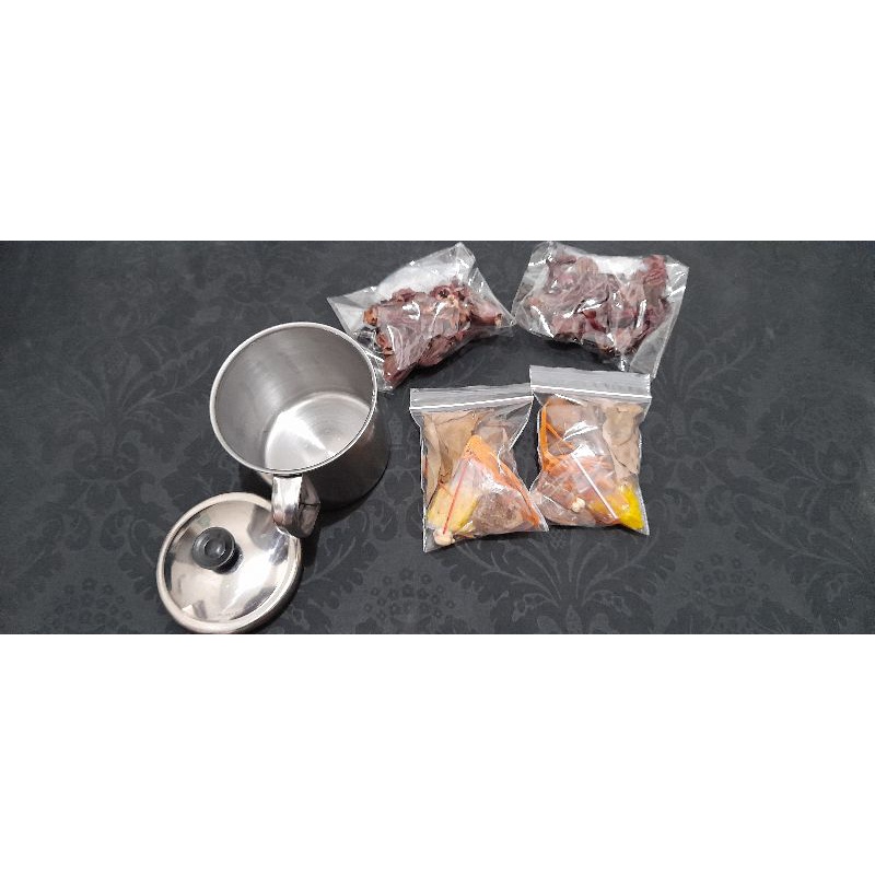 WEDANG ROSELLA+UWUH ISI 4 (GULA BATU+MUG STAINLESS DENGAN TUTUP)