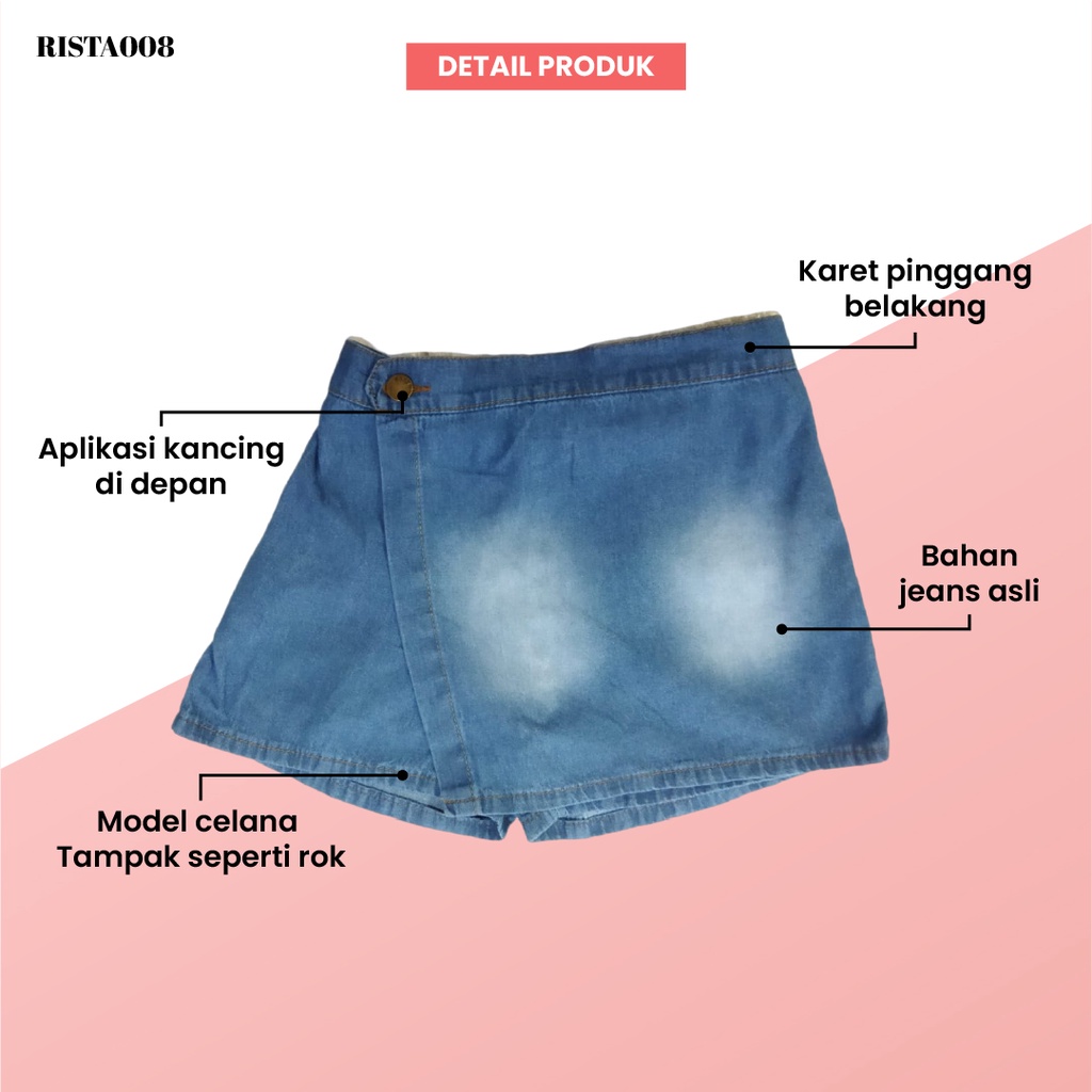 Pakaian Bawahan Rocela Jeans Snow Rok Celana Anak Perempuan Untuk Usia 1-7 Tahun