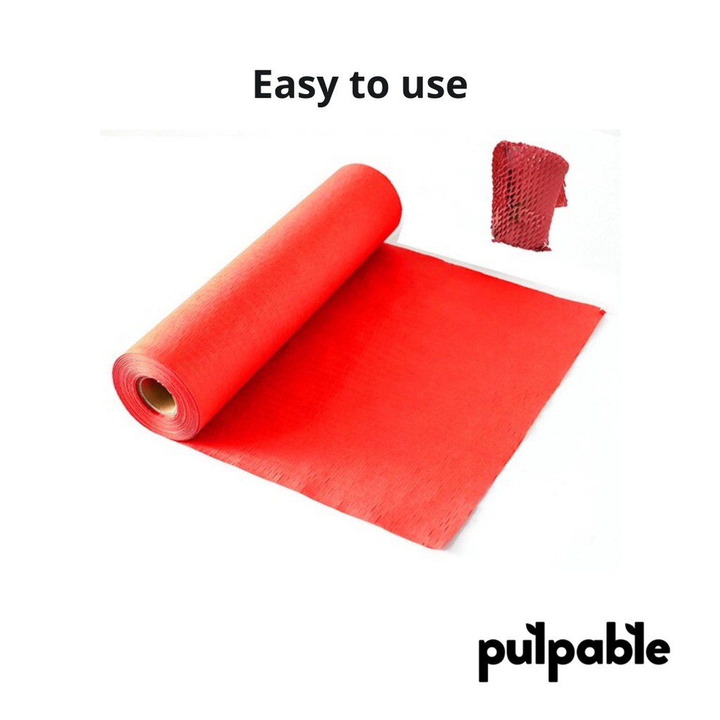 

Pulpable - 30cm x 250m Eco Friendly Bubble Wrap / Red Honeycomb Paper Wrap warna merah