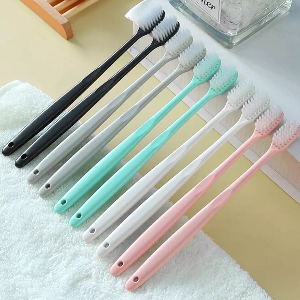 BRGUNIK Sikat Gigi Dewasa 1 Set 10 Pcs / Toothbrush Double Care Sensitive Soft-Sweet Bee R383