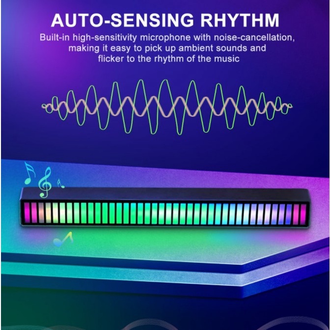 Lampu LED RGB Bar Strip Spectrum Audio Indicator Music Sound Control Lamp Music Atmosphere Light
