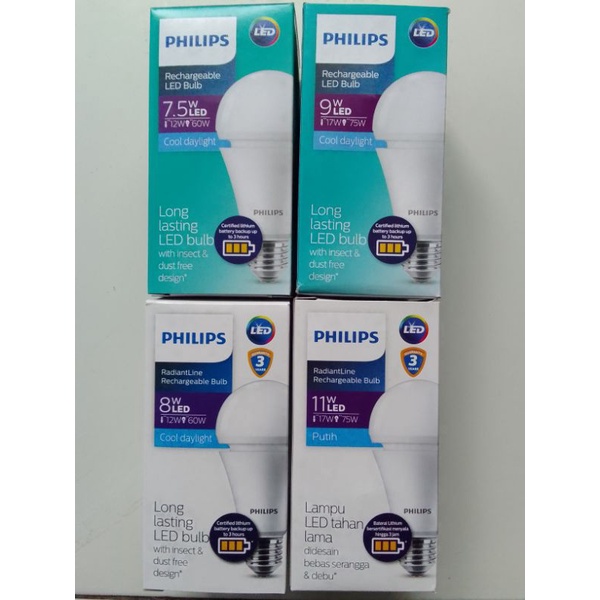 Lampu philips LED Emergency  7.5w 8w 9w 11w warna putih bohlam 7watt 8watt 9wat 11watt Philip darura