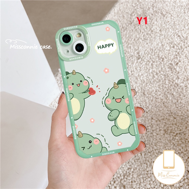 IPHONE Soft TPU Case Compatible Untuk Iphone7 8 Plus 6 6S Plus 11 12 13 14 Pro Max XR X XS Max SE 2020cantik Lucu Kartun Dinosaurus Kecil Minum Teh Susu Soft TPU Back Cover