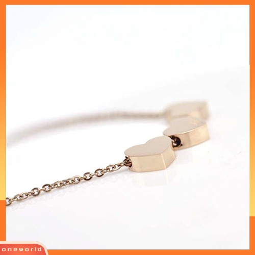 [WONE] Perhiasan Fashion Wanita Tiga Cinta Hati Rantai Liontin Pernyataan Choker Kalung Kalung