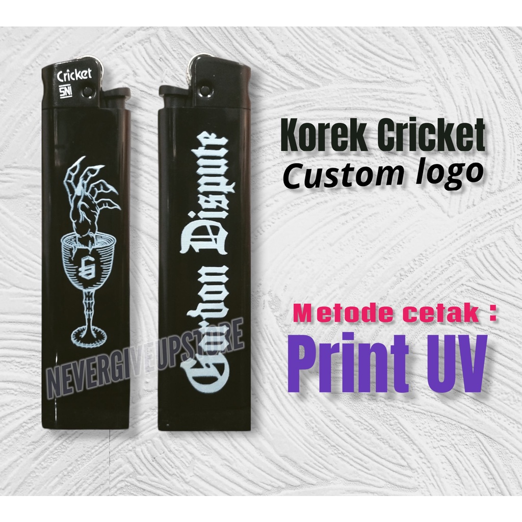 Korek Cricket Ori & Bara Las Custom Satuan - Cetak UV Bukan Sticker.