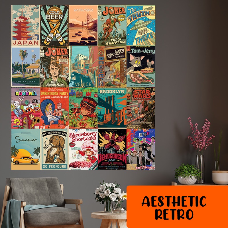 (10pcs poster) Poster Dinding Aesthetic | Isi 10 Poster | Poster Aesthetic | Poster Band Retro Vinta