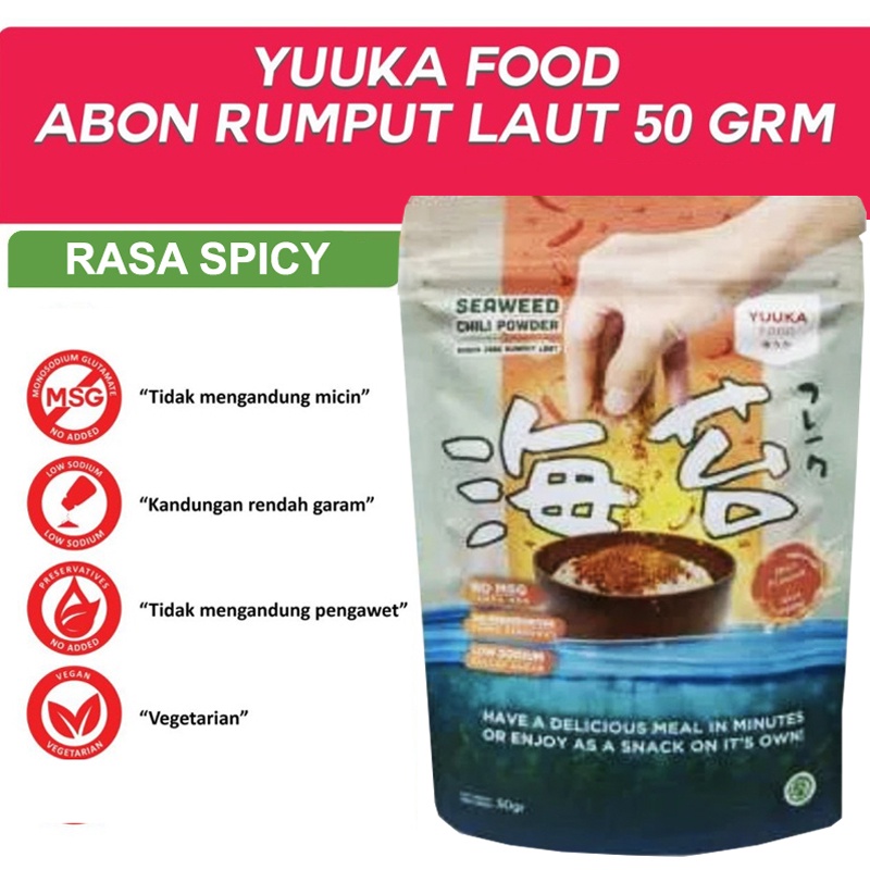 Yuuka Yuka Food Abon Rumput Laut MPASI 50gr Anak NON MSG Rasa ORIGINAL dan SPICY Babymaniashop