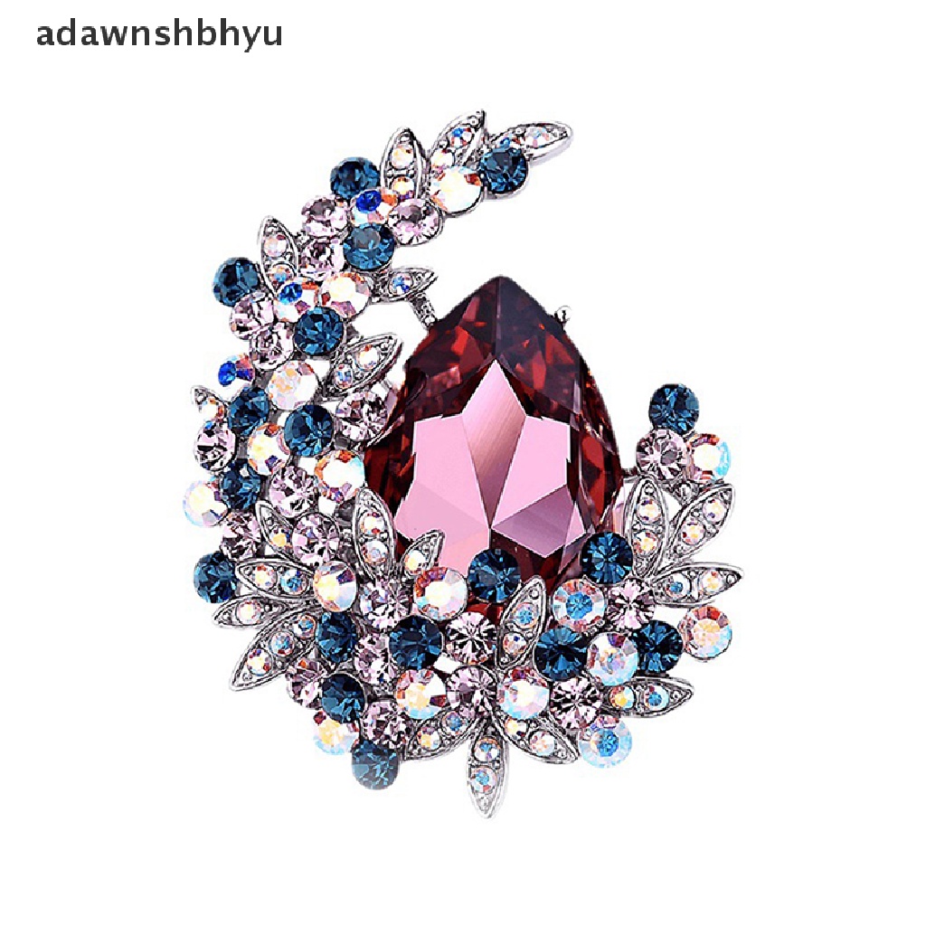 Adawnshbhyu Tetesan Air Hujan Kristal Bulan Brooche Fashion Elegant Alloy Brooch ID