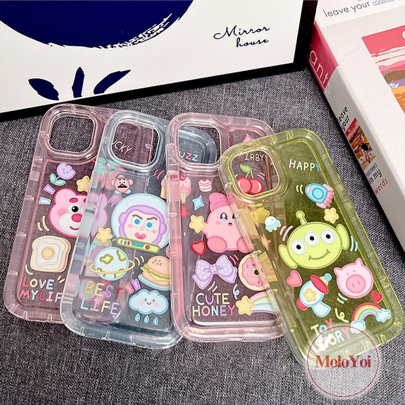 Casing Beruang Strawberry Lucu Kompatibel Untuk iPhone 11xr 7plus 78 6 6S Plus 14 13 12 Pro MAX X XS MAX Stiker Kartun Kirby Cherry Candy Shockproof Airbag Lembut TPU Phone Cover