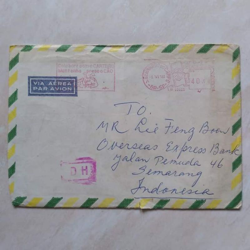 

Koleksi Korespondensi Kuno Sampul + Isi Surat tahun 1981 Brasil ke Semarang