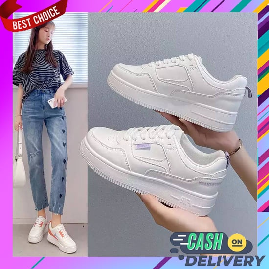 Sneakers Wanita Srs Model Kekinian Sepatu Keren Sekolah Polos Remaja Ootd Dewasa Sr Import Hitam Tal