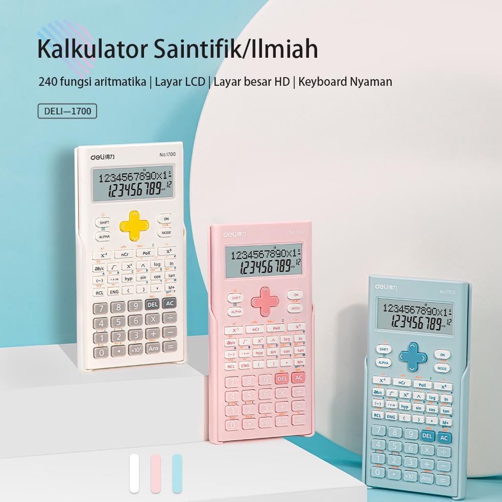 

[KODE PRODUK EBK7N7865] Deli Calculator Scientific Kalkulator 240 Fungsi Kalkulasi 3 Warna 1700