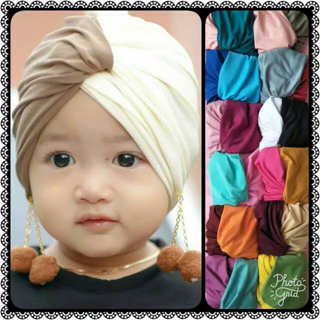 Turban Anak Bayi Pom Pom KOMBINASI usia 0-3 Tahun