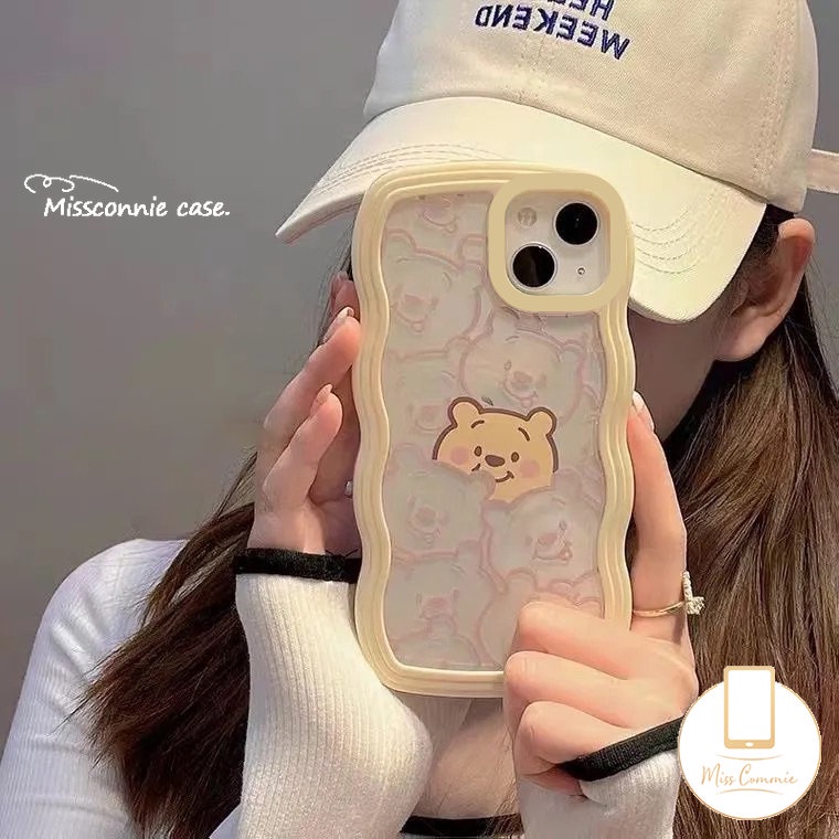 IPHONE Casing Bening Case Kompatibel Untuk Iphone6 6s 78 Plus 11 14 12 13 Pro Max XR 14Plus X XS Max SE 2020kartun Lucu Winne the Pooh Transparan Wavy Edge Soft TPU Case