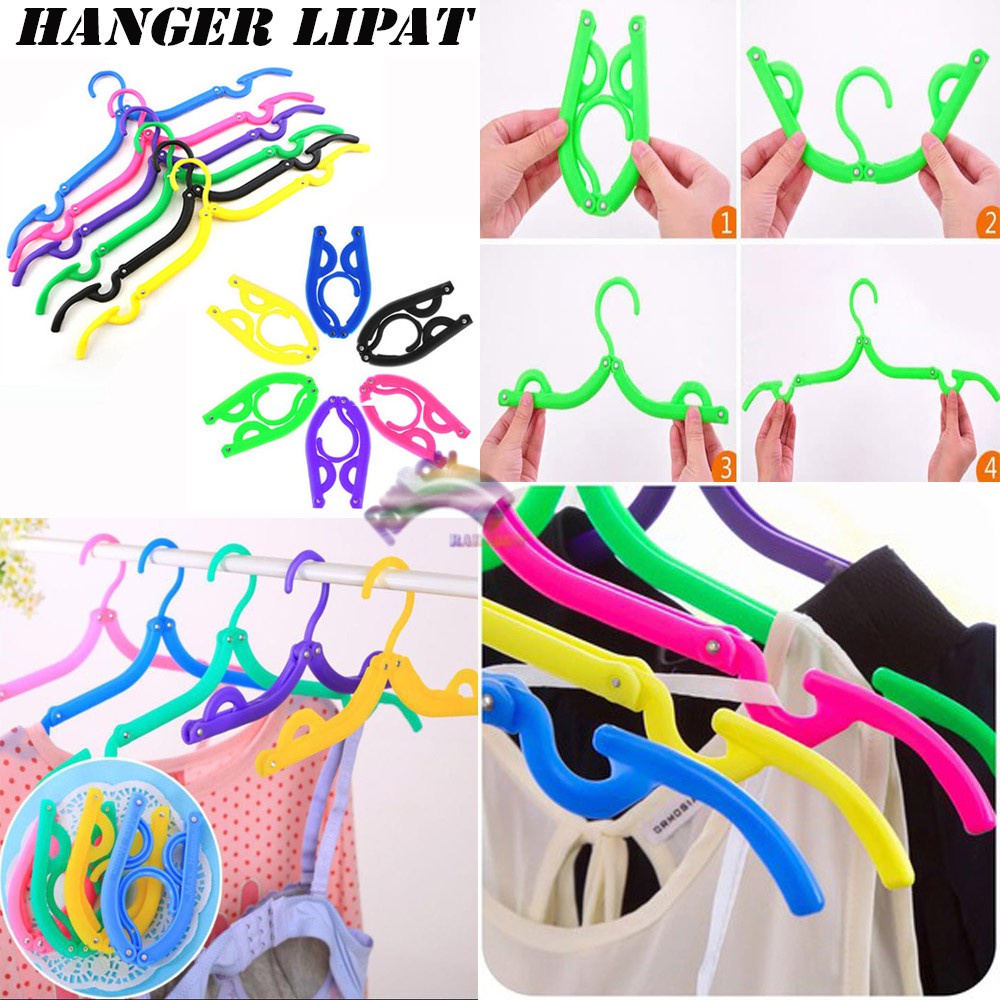 BOP HANGER LIPAT GANTUNG BAJU / CANTELAN JEMURAN PAKAIAN BAJU SYAL HIJAB / FOLDABLE HANGERS FOR TRAVEL PORTABLE SERBAGUNA TRAVELLING