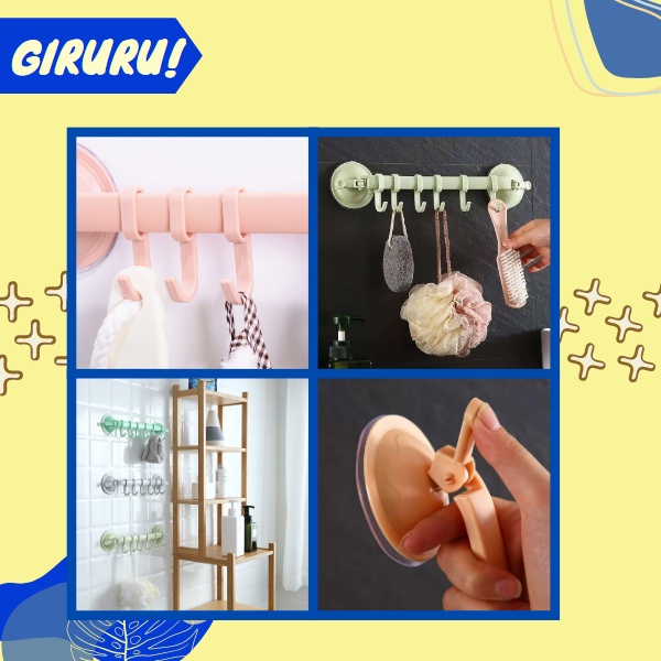 Gantungan Baju 6 Kait / Gantungan Dinding Handuk 6 Hook Tempel Kamar / Gantungan Serbaguna / GANTUNGAN SERBAGUNA ISI 6 / Hanger Gantungan Sudut Kamar Mandi 6 Kait Serbaguna / Gantungan Tempel Flexible 6 Titik / Gantungan Baju Tanpa Paku 6 Hook Multifungsi