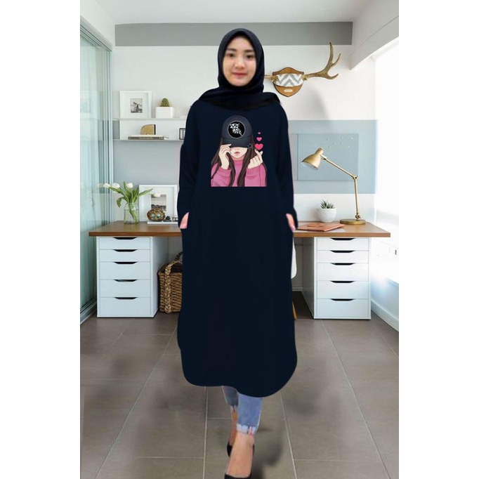 Tunik wanita DTF CEWEK TOPI / tunik murah / tunik kekinian / tunik panjang / tunik import / tunik jumbo