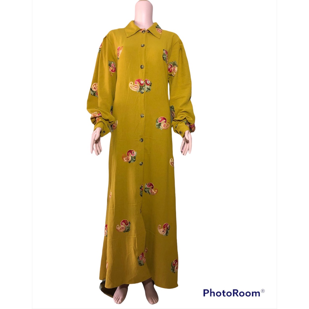 GAMIS BORDIR CRINGKLE  airflow premium kemeja limited terbatas ld 110 cm bisa muat sampai bb 75 kg fashion muslim kekinian