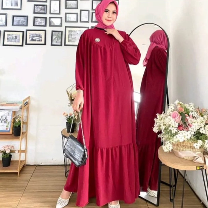 Jual Gamis Hanna Dress Baju Muslim Trend Kekinian Terlaris Dan Terbaru Bahan Crinkle Airflow