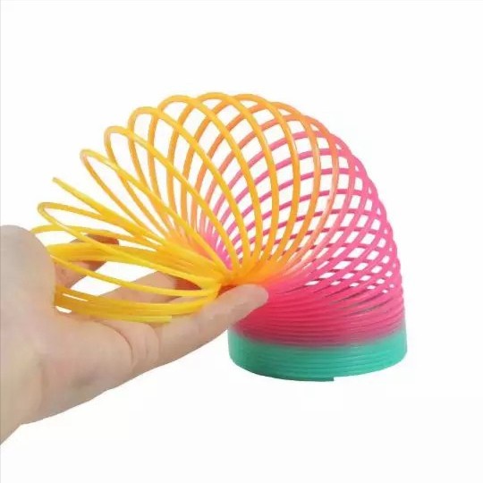 Mainan Slinky  Magic Spring Rainbow Spiral / Mainan Per Anak Pelangi / Mainan Montessori / Mainan Edukasi / Yoyo Cincin LED Nyala