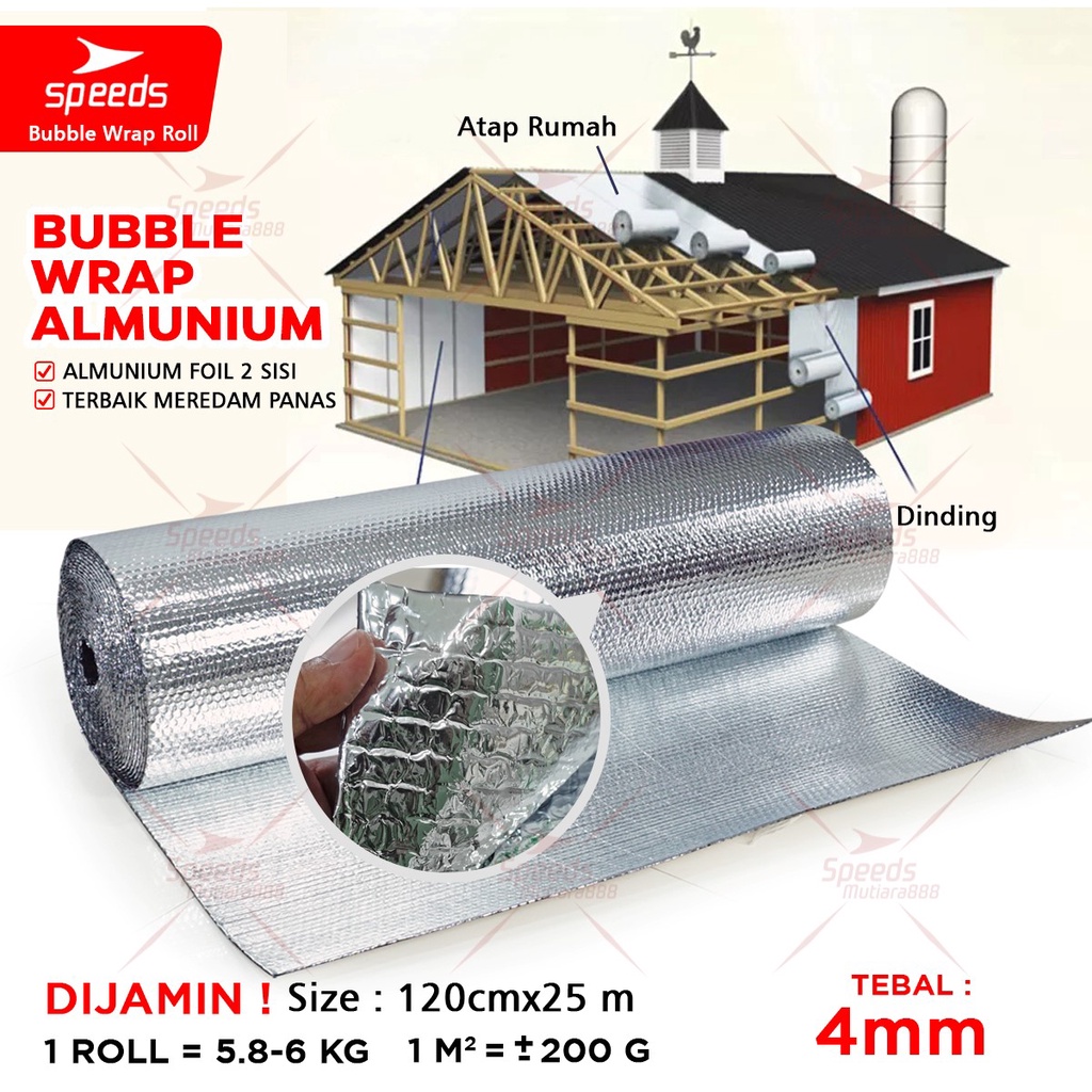 Jual Speeds Aluminium Bubble Foil Wrap Cmx M Anti Panas Insulasi Aluminum Insulator Peredam