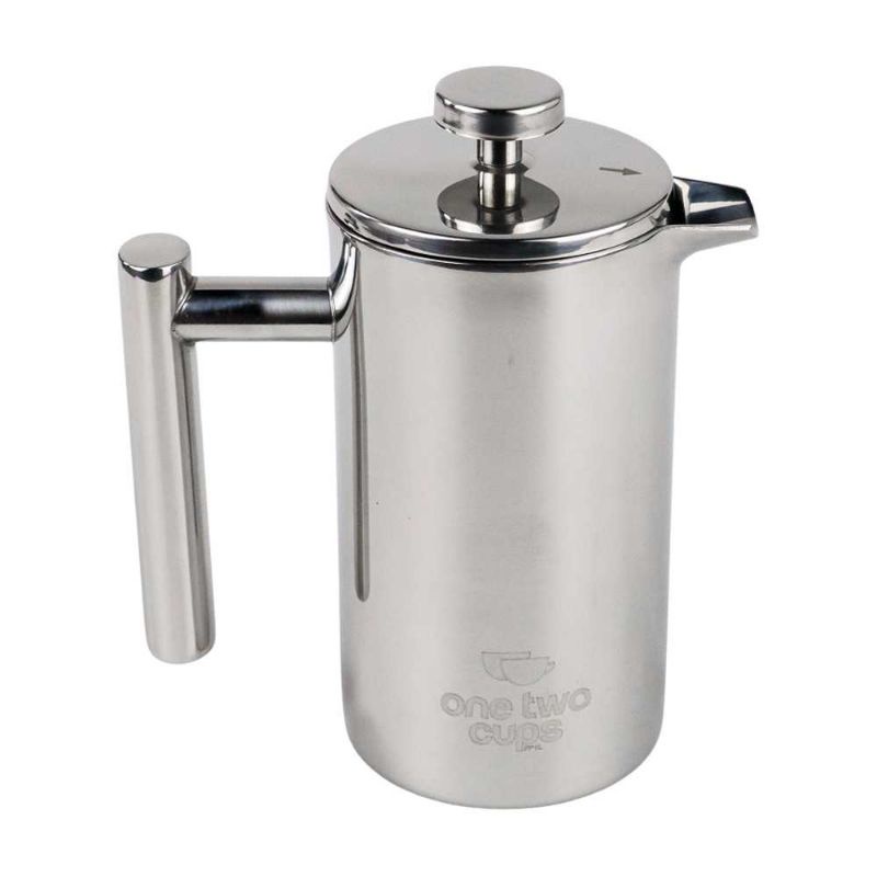 One Two Cups French Press Coffee Maker Pot Stainless Steel - FP1L silver 350ml