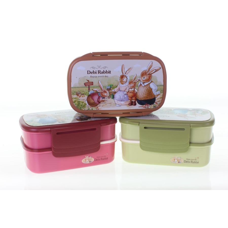 TEMPAT MAKAN LUNCH BOX SUSUN 2 SKAT 2 MOTIF RABBIT DBR3014 MURAH