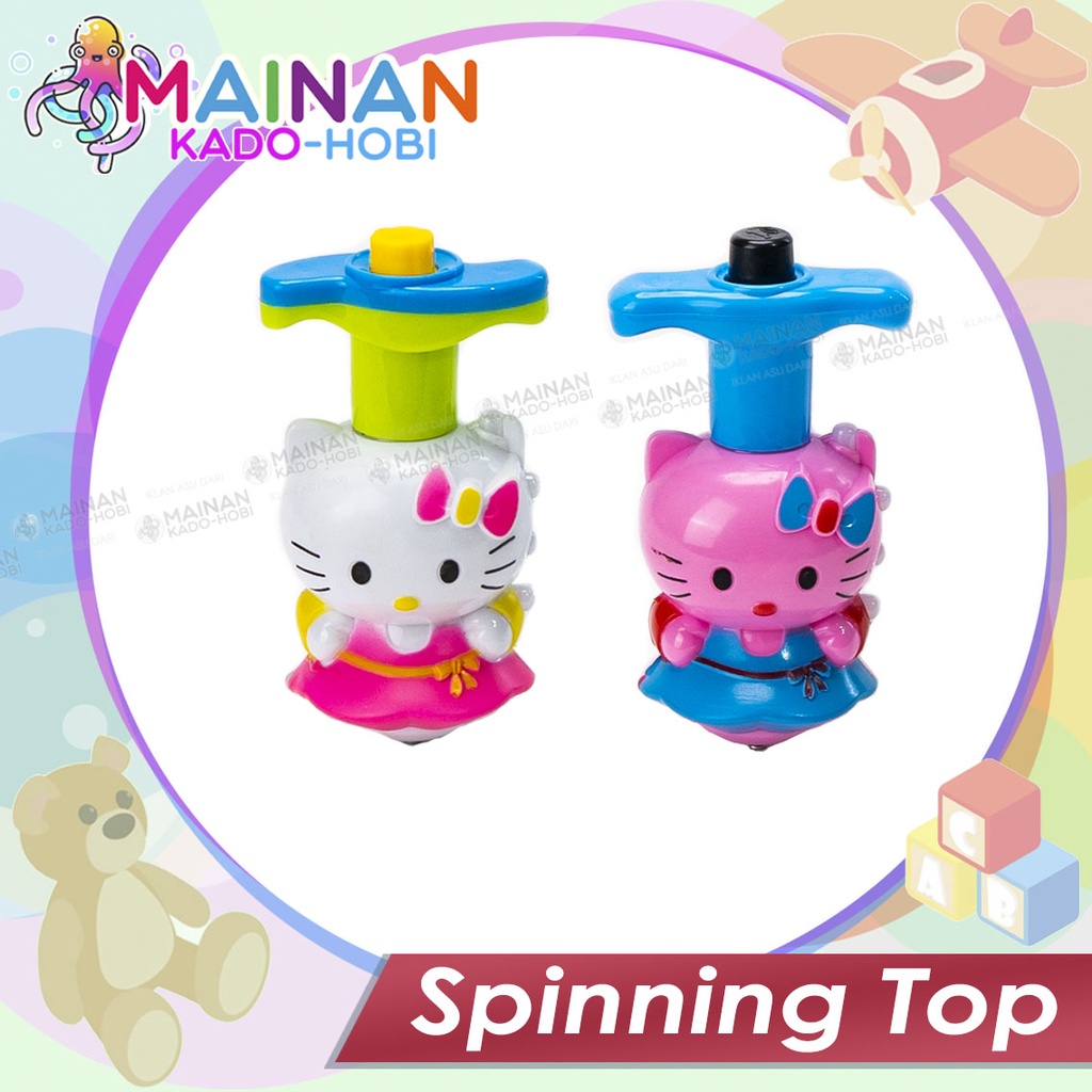 MAINAN ANAK SPINNING TOP GANGSING LAMPU LED PUTAR HELLO KITTY