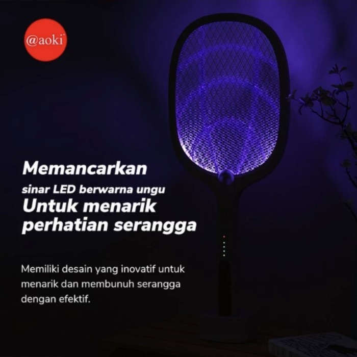 FREE ONGKIR !! Standing Raket Tepokan Nyamuk Charge 893S Aoki Insect Killer 2in1