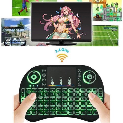 Remote Qwerty Mini Wireless i8 Keyboard Touchpad LED  2.4G PC ANDROID SMART TV BOX  Free Baterai 5C